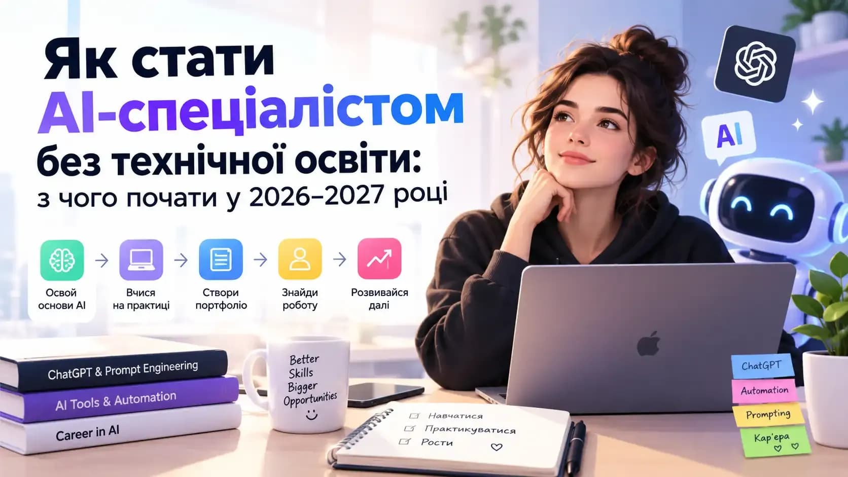Як стати AI-спеціалістом без технічної освіти: з чого почати у 2026–2027 році
